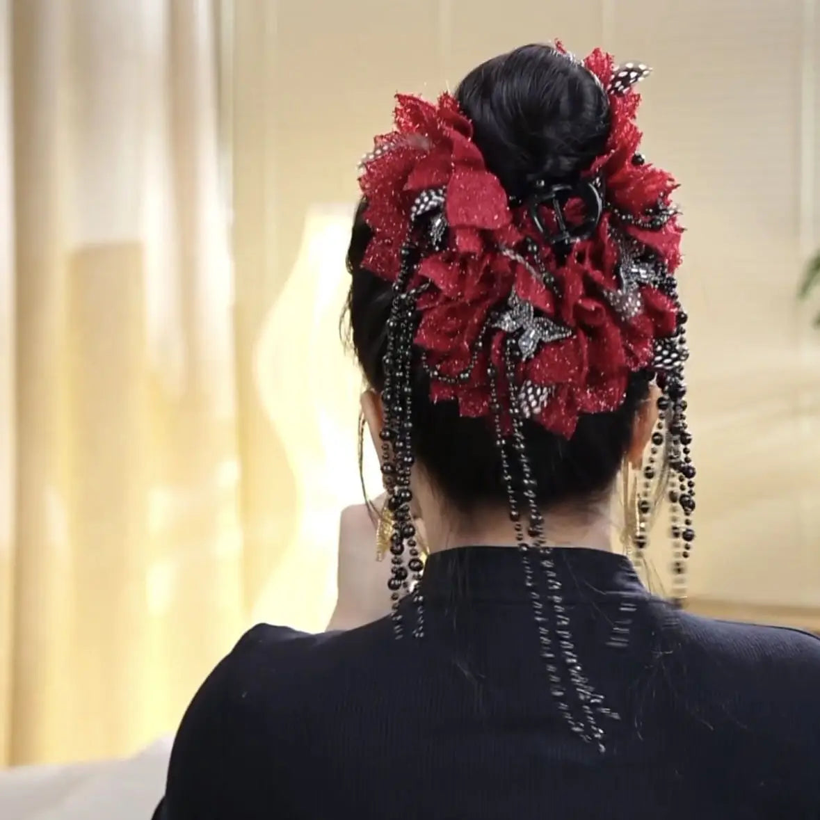 Flower Tassel Hair Clip