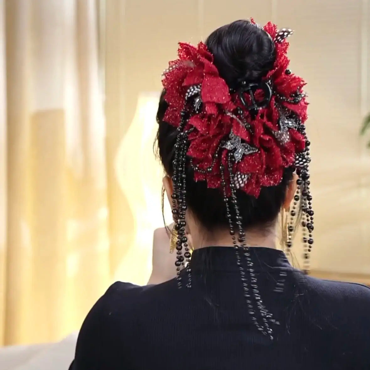 Flower Tassel Hair Clip